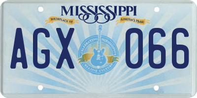 MS license plate AGX066