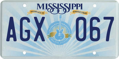 MS license plate AGX067