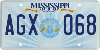 MS license plate AGX068