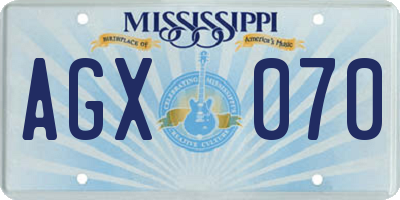 MS license plate AGX070