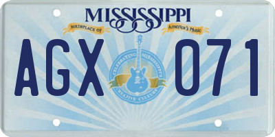MS license plate AGX071
