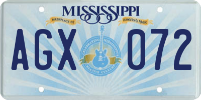 MS license plate AGX072