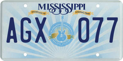MS license plate AGX077