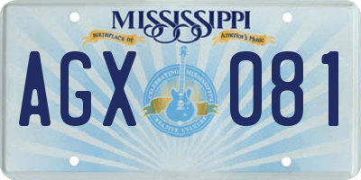MS license plate AGX081