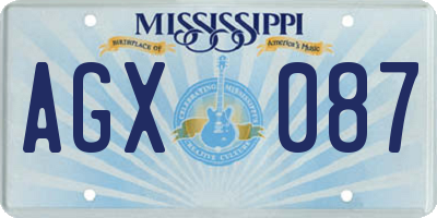 MS license plate AGX087