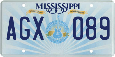 MS license plate AGX089