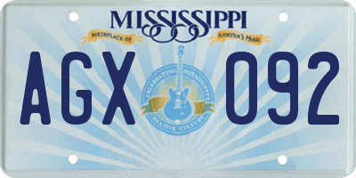 MS license plate AGX092