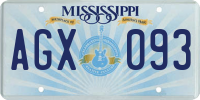 MS license plate AGX093