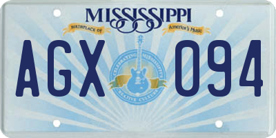 MS license plate AGX094