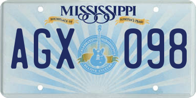 MS license plate AGX098