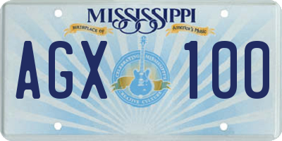 MS license plate AGX100