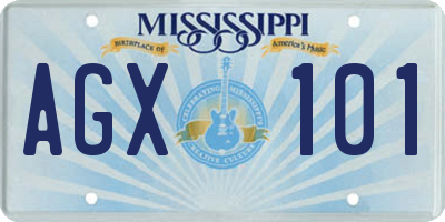 MS license plate AGX101