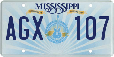 MS license plate AGX107