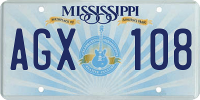 MS license plate AGX108