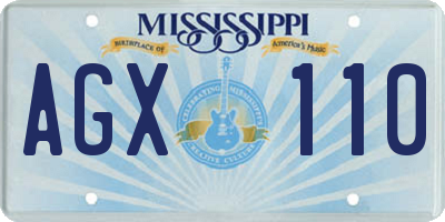 MS license plate AGX110