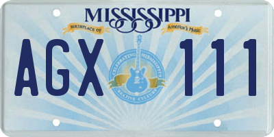 MS license plate AGX111