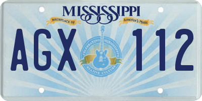 MS license plate AGX112