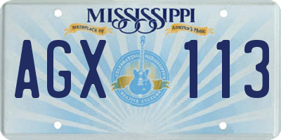 MS license plate AGX113