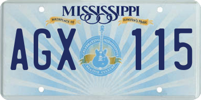 MS license plate AGX115