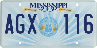 MS license plate AGX116