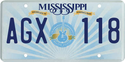 MS license plate AGX118