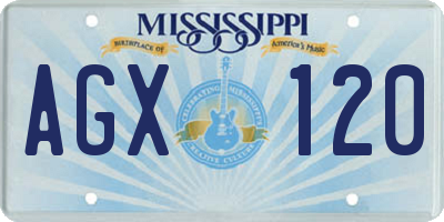 MS license plate AGX120