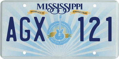 MS license plate AGX121