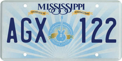 MS license plate AGX122