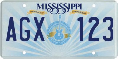 MS license plate AGX123