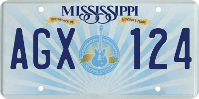 MS license plate AGX124