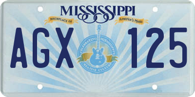 MS license plate AGX125