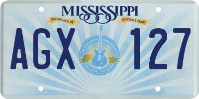 MS license plate AGX127