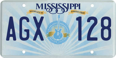 MS license plate AGX128