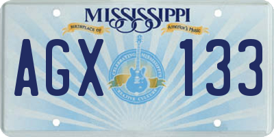 MS license plate AGX133