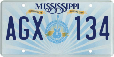 MS license plate AGX134