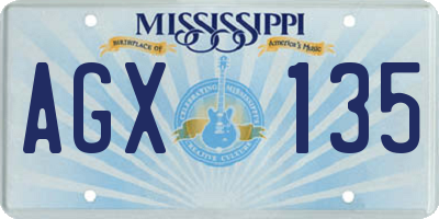 MS license plate AGX135