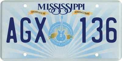 MS license plate AGX136