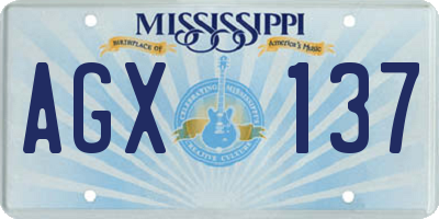 MS license plate AGX137