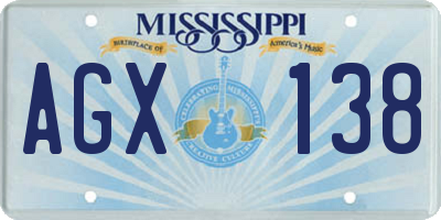 MS license plate AGX138