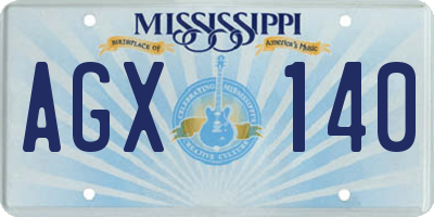 MS license plate AGX140