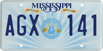 MS license plate AGX141