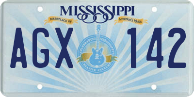 MS license plate AGX142