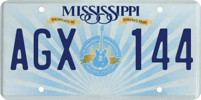 MS license plate AGX144