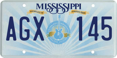 MS license plate AGX145