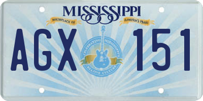 MS license plate AGX151