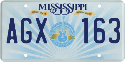 MS license plate AGX163