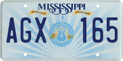 MS license plate AGX165