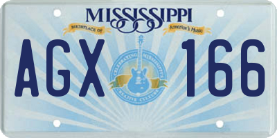 MS license plate AGX166