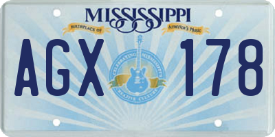 MS license plate AGX178