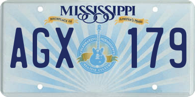 MS license plate AGX179